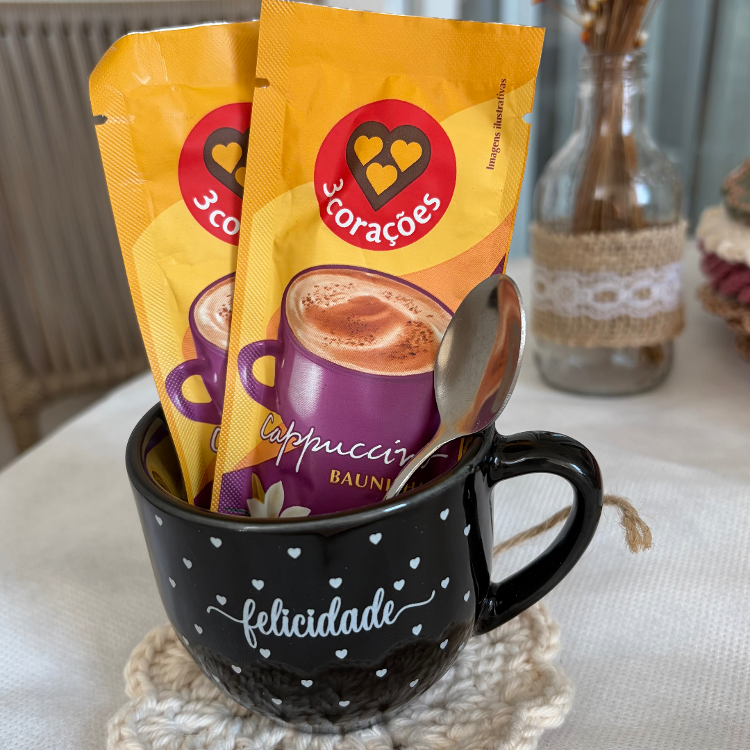 Caneca felicidade preta — foto 3