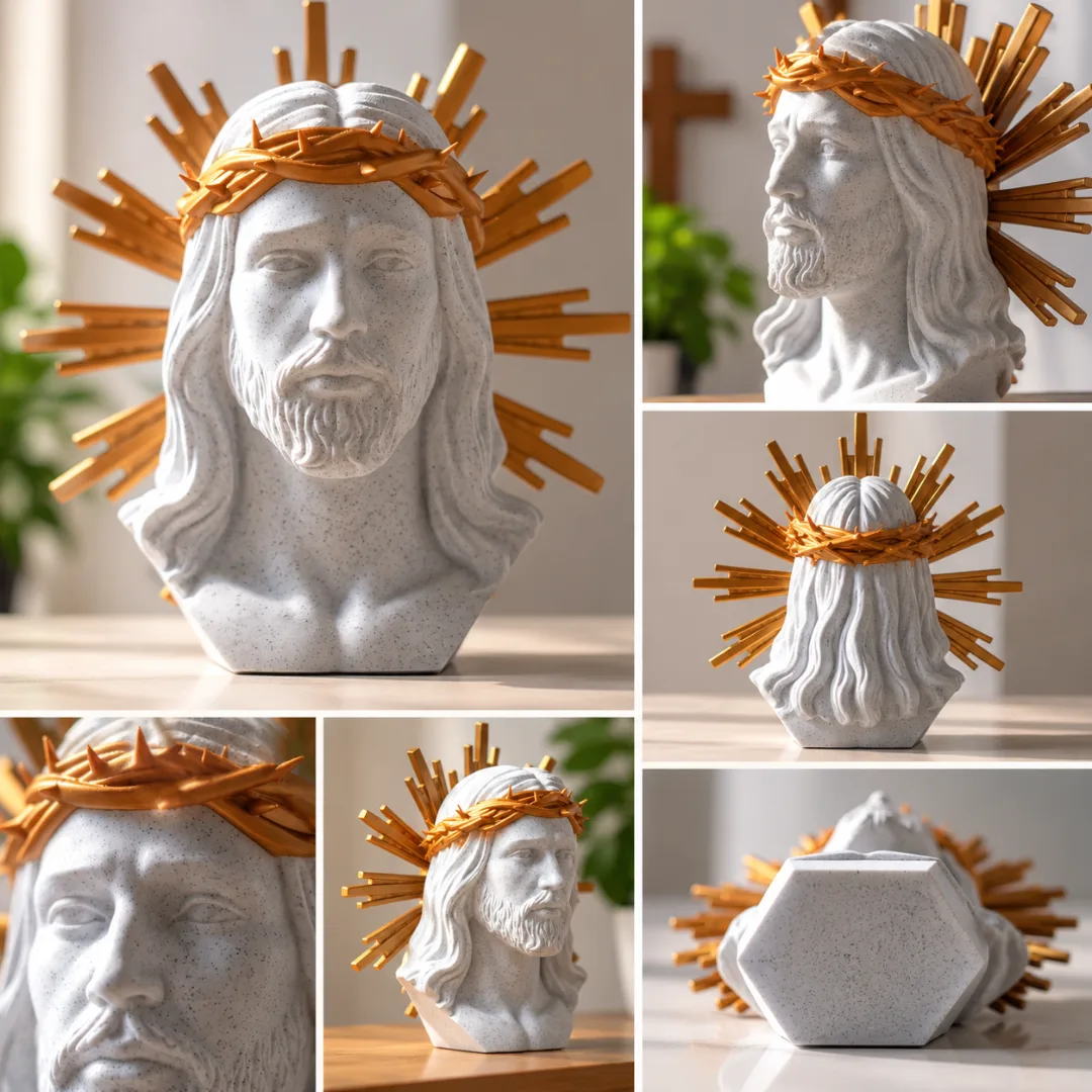 Imagem de Jesus Cristo com Coroa de Espinhos – Decoração 3D — foto 3