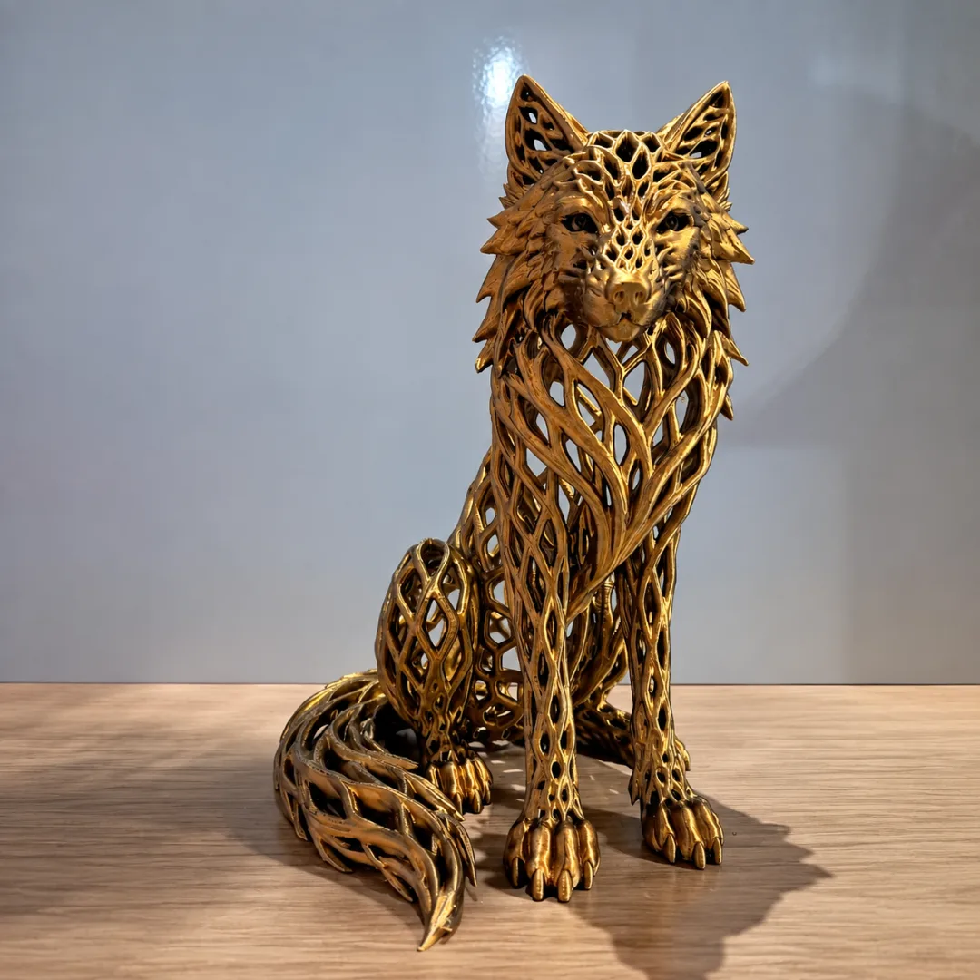 Lobo Decorativo Voronoi Impresso em 3D Escultura Moderna para Decoração — foto 2