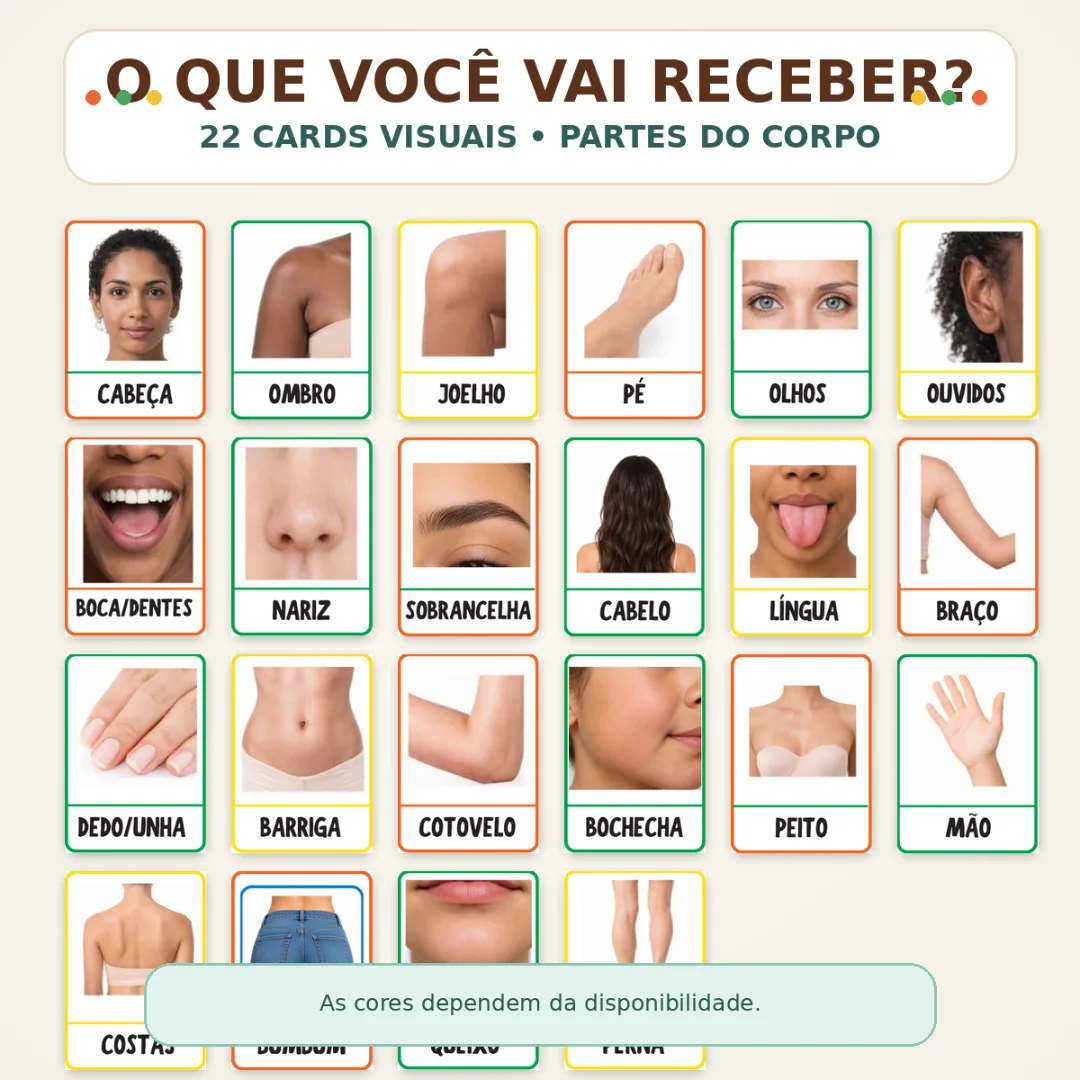 Cards Visuais Partes do Corpo Infantil Recurso Pedagógico Montessori com Imagens Reais — foto 4