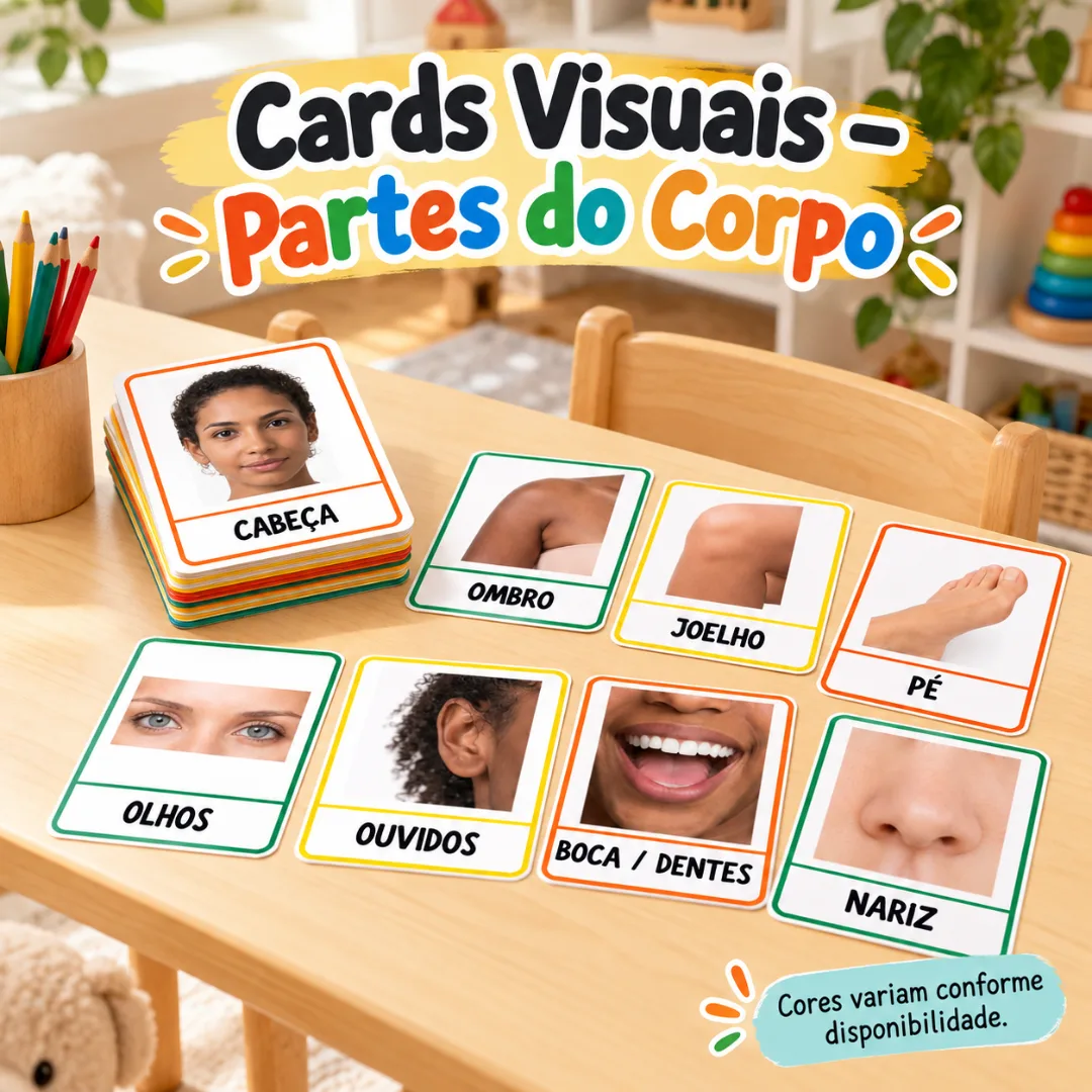 Cards Visuais Partes do Corpo Infantil Recurso Pedagógico Montessori com Imagens Reais — foto 2