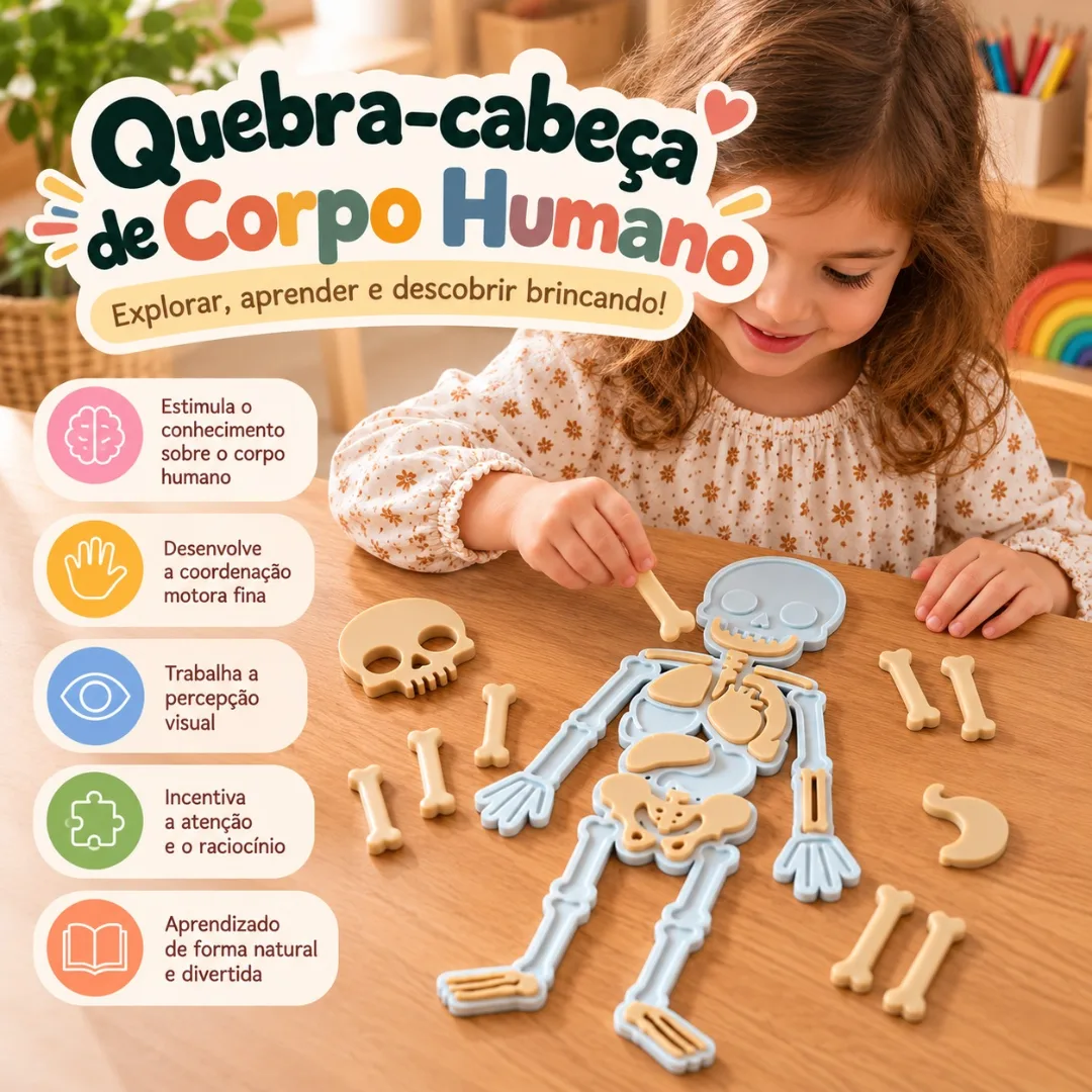 Quebra-Cabeça Corpo Humano 25 Peças – Brinquedo Educativo Anatomia Recurso Pedagógico — foto 3
