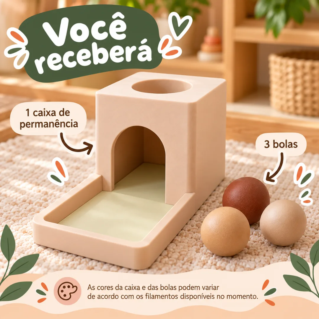 Caixa de Permanência Montessori com 3 Bolas – Brinquedo Educativo Coordenação Motora Recurso Pedagógico — foto 4