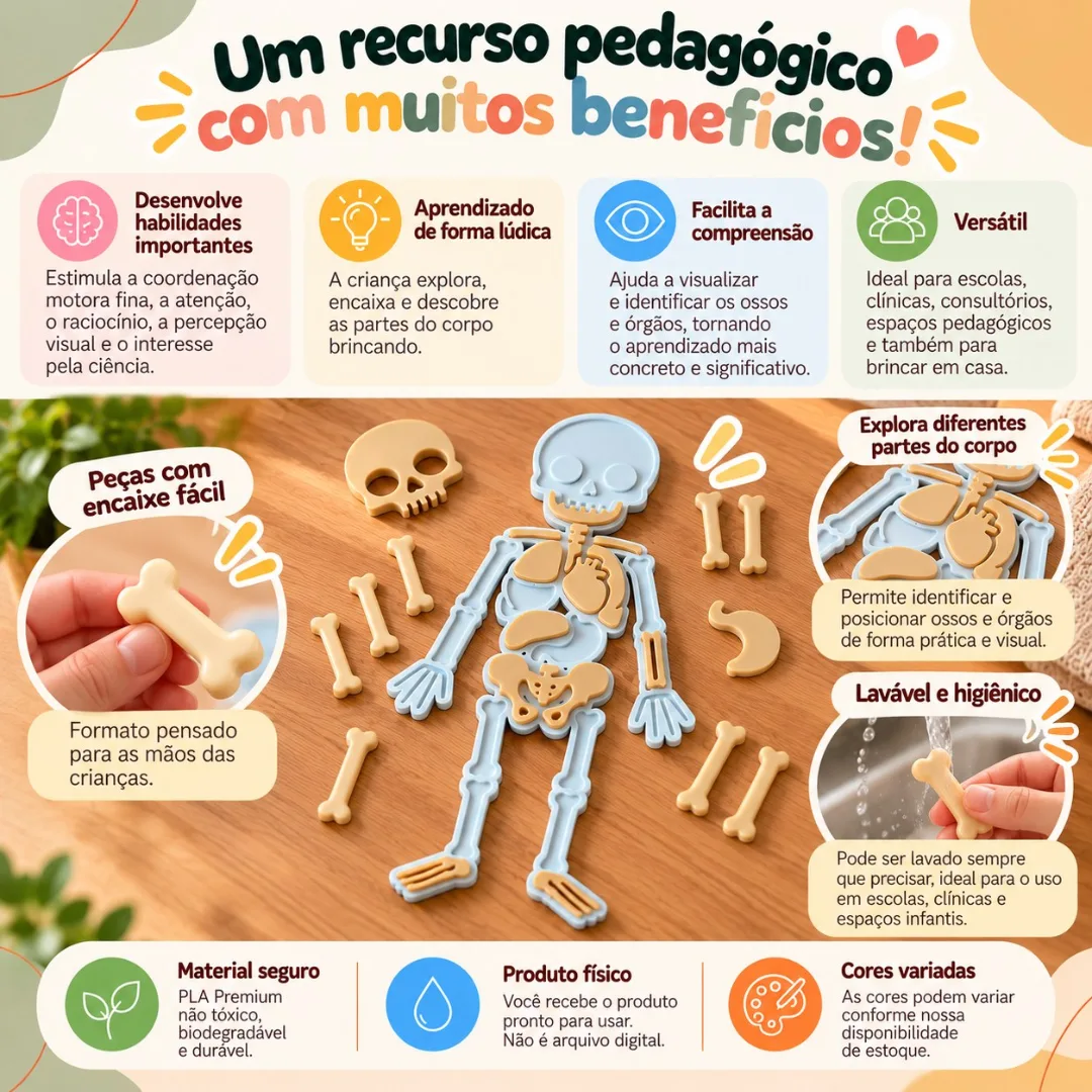 Quebra-Cabeça Corpo Humano 25 Peças – Brinquedo Educativo Anatomia Recurso Pedagógico — foto 4