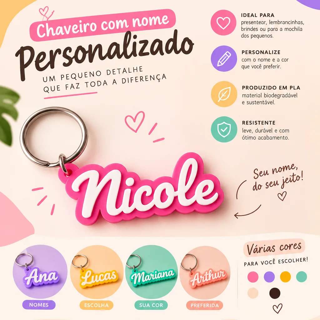 Chaveiro com nome personalizado em 3D — foto 3