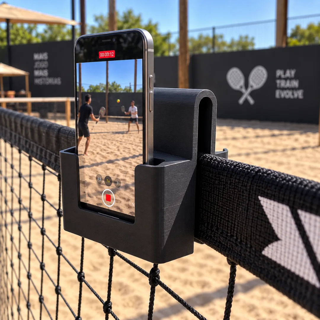 Suporte Duplo De Celular Pra Rede - Filmar Jogos de Beach Tennis, Tennis, Vôlei, Badminton — foto 2