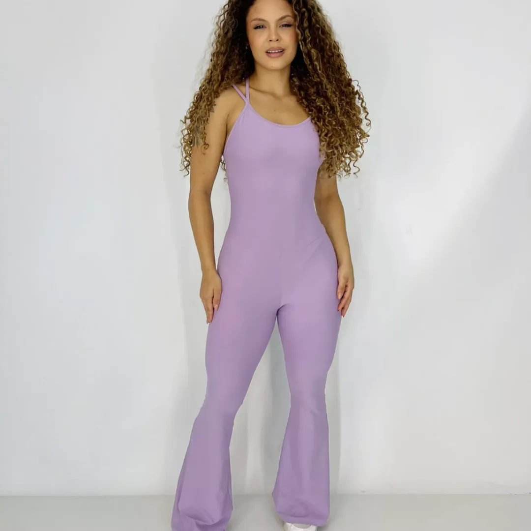 MACACÃO FLARE POLIAMIDA AMANDA LAVANDA LILAS — foto 3