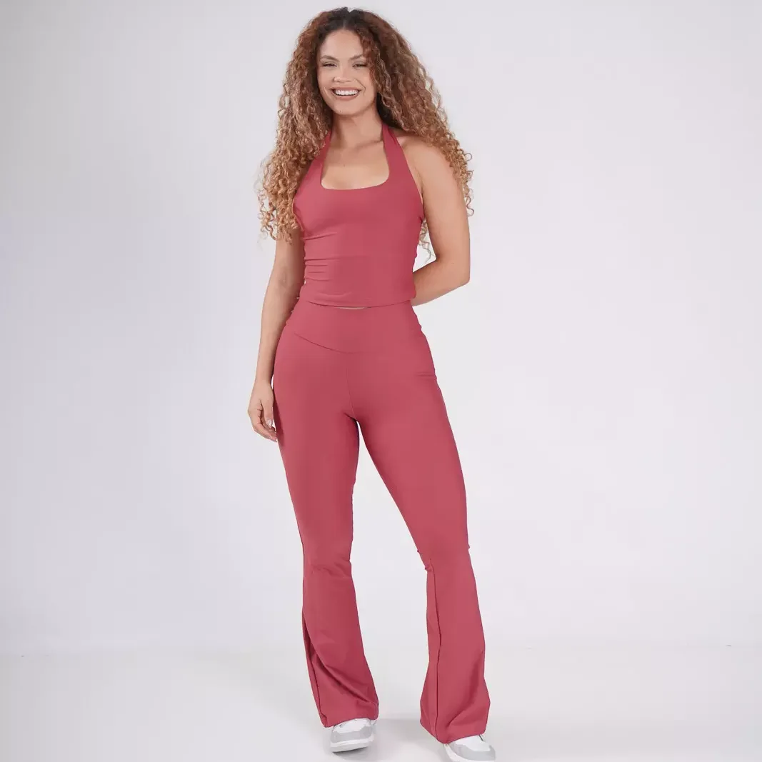 CONJUNTO CALÇA FLARE POLIAMIDA E TOP MONIQUE GOIABA — foto 2
