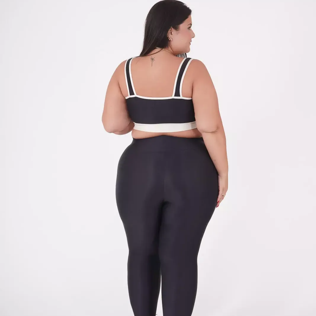 Legging Compressão + Top Mariana Bicolor Preto - Plus Size — foto 2