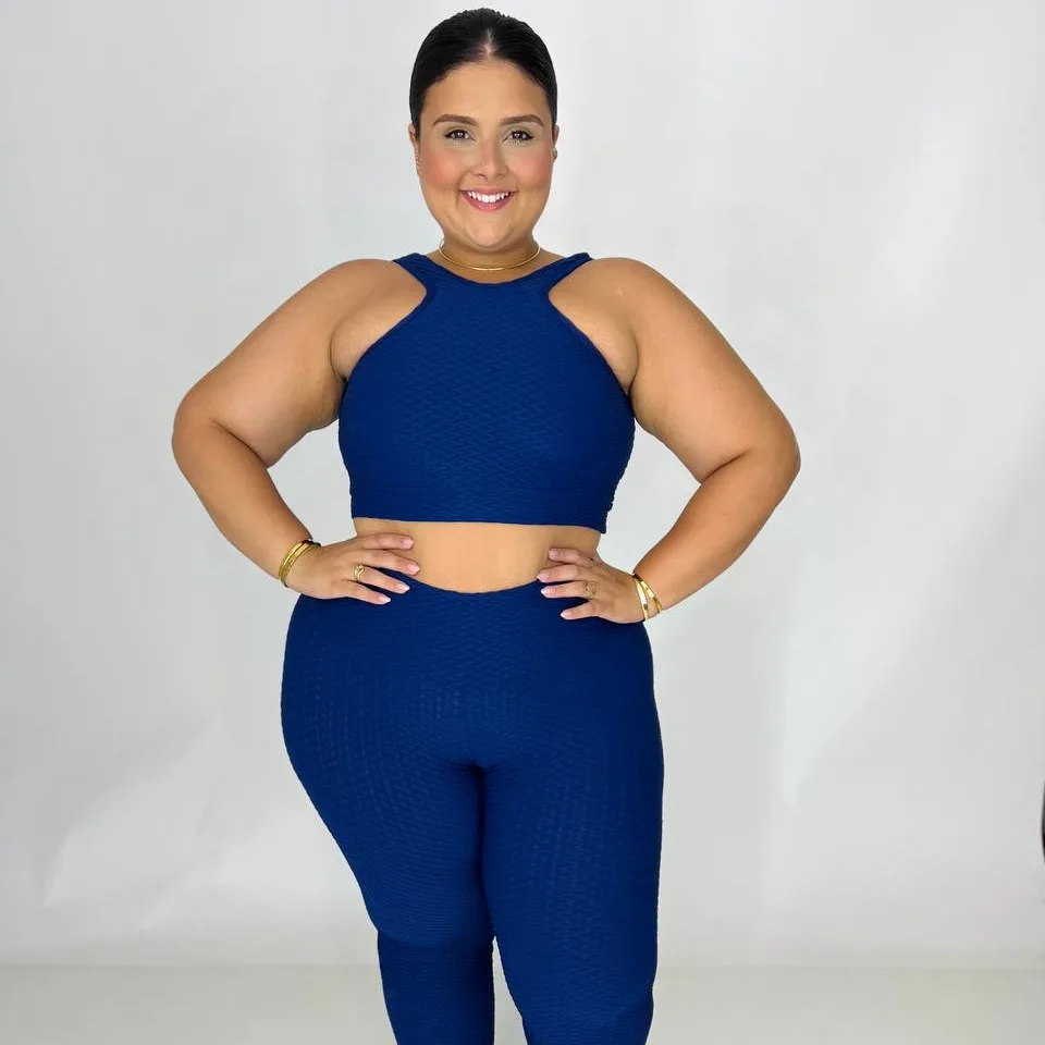 LEGGING JACQUARD ZIG E TOP JULIANA AZUL MARINHO PLUS SIZE — foto 2