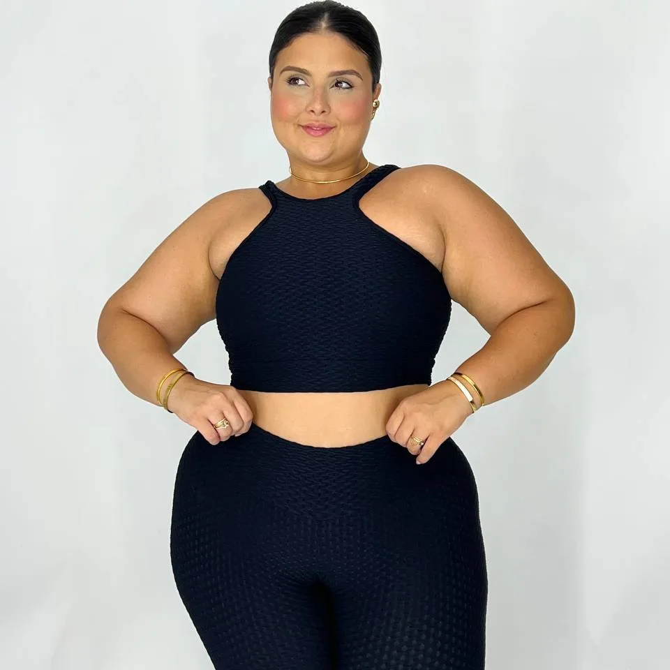 Legging Jacquard Zig + Top Juliana Preto - Plus Size — foto 3