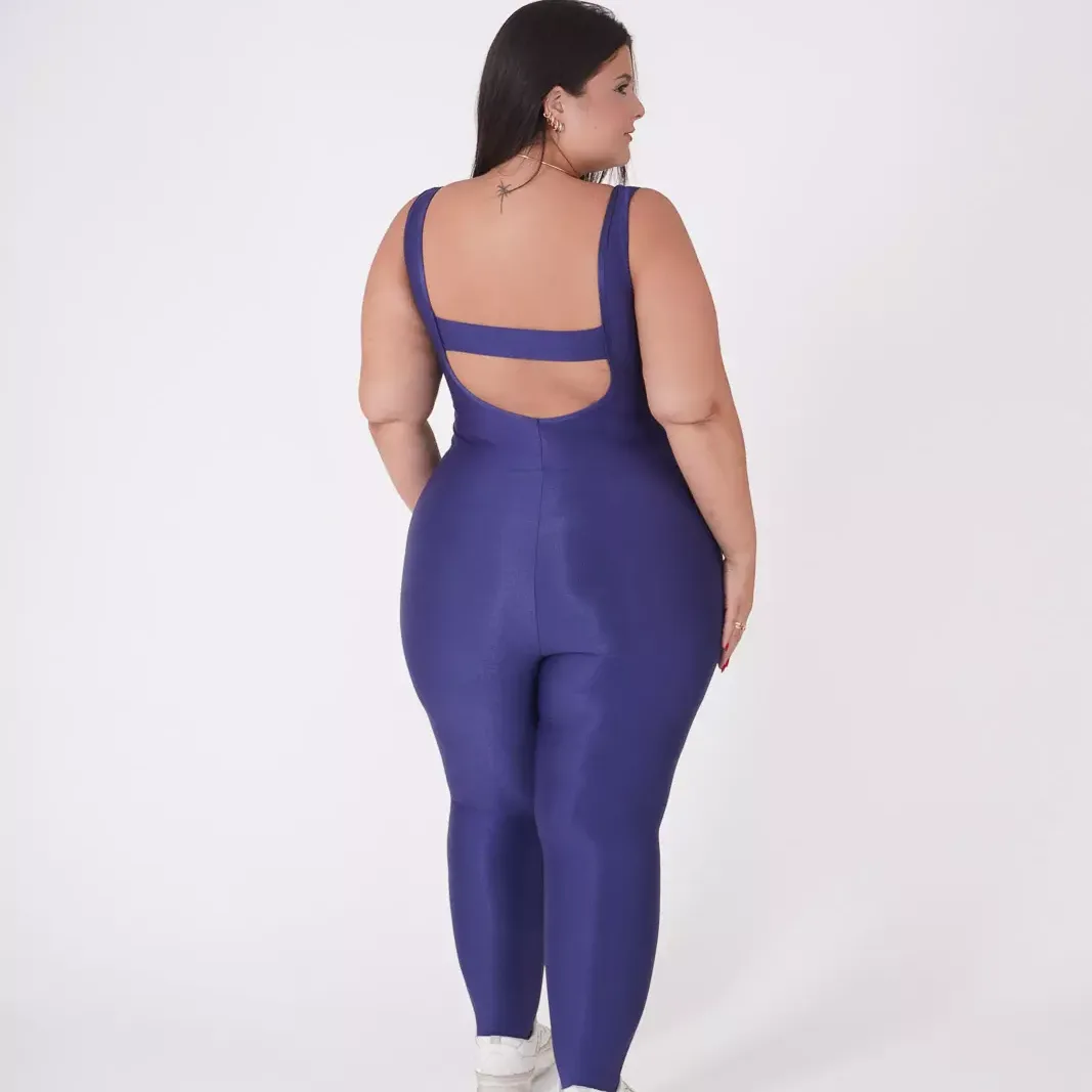 Macacão Compressão Taissa Azul Marinho- Plus Size — foto 3