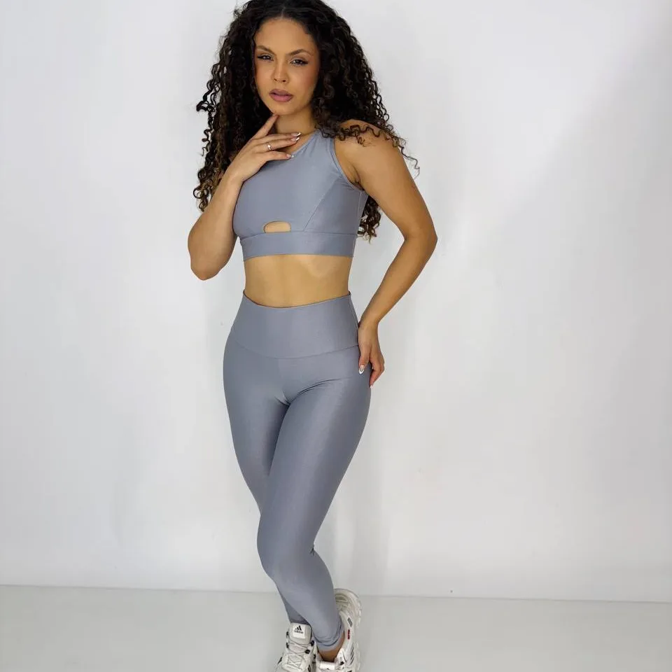 CONJUNTO LEGGING BASICA COMPRESSÃO E TOP MARCIA AZUL DENIN — foto 2