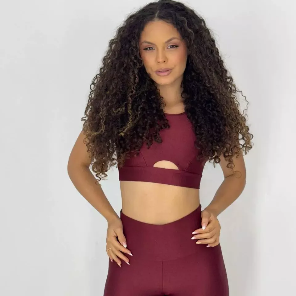 CONJUNTO LEGGING COMPRESSÃO E TOP MARCIA VERMELHO BARROCO — foto 3