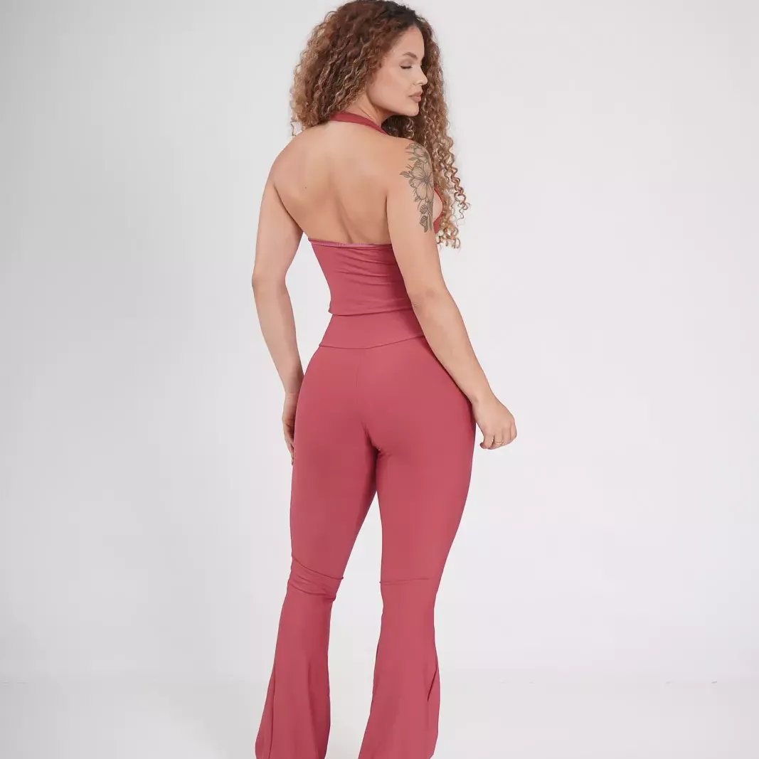 CONJUNTO CALÇA FLARE POLIAMIDA E TOP MONIQUE GOIABA — foto 4