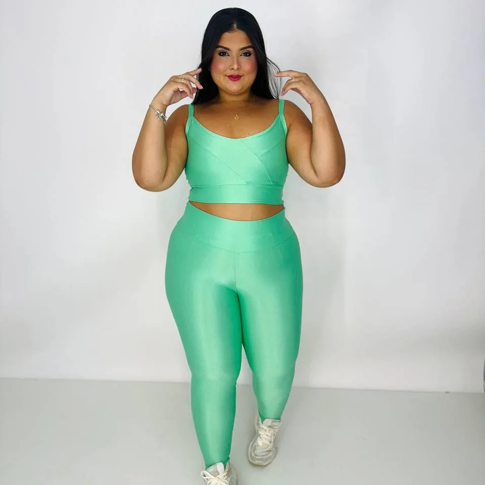 Legging Compressão + Top Maitê Old Mint - Plus Size — foto 2