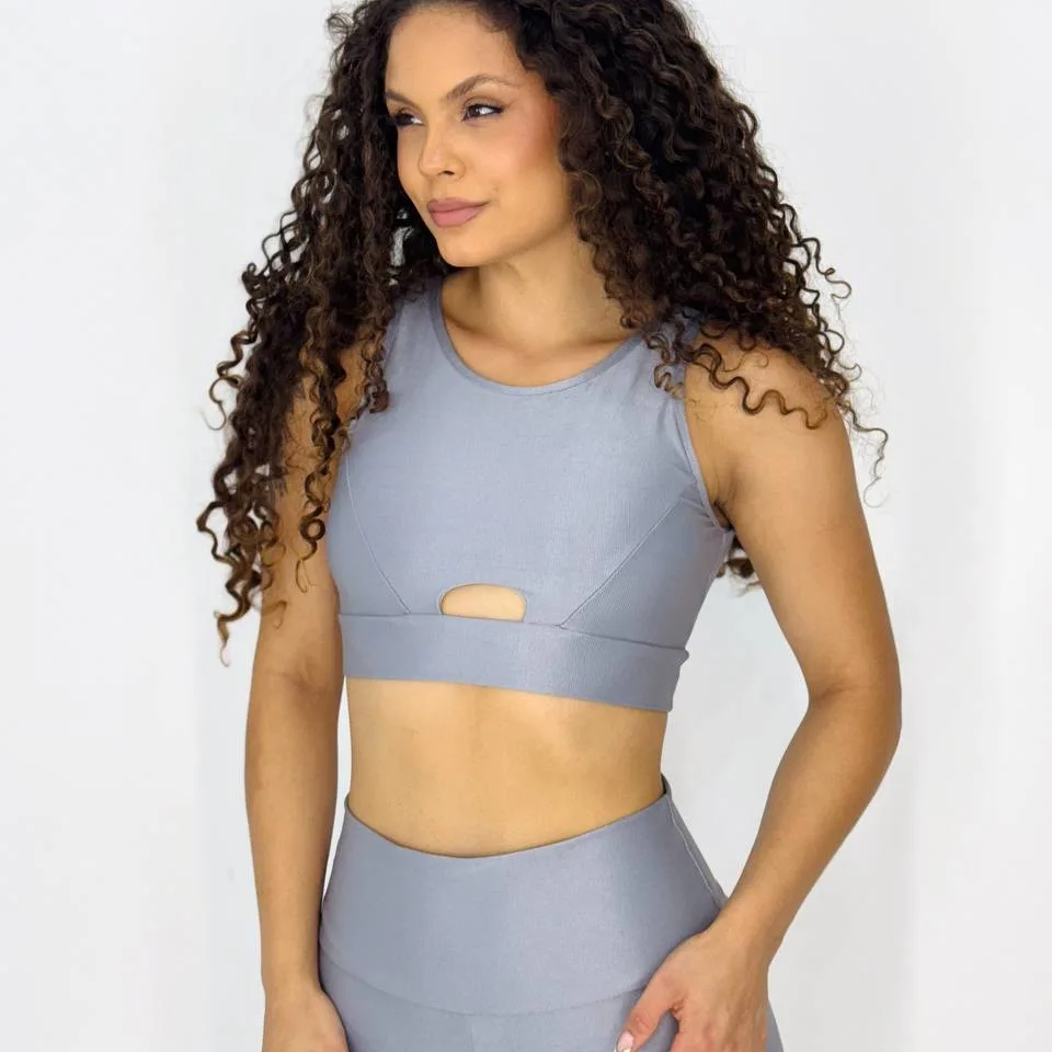 CONJUNTO LEGGING BASICA COMPRESSÃO E TOP MARCIA AZUL DENIN — foto 4