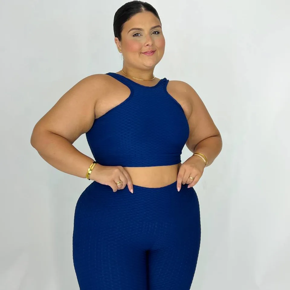 LEGGING JACQUARD ZIG E TOP JULIANA AZUL MARINHO PLUS SIZE — foto 3