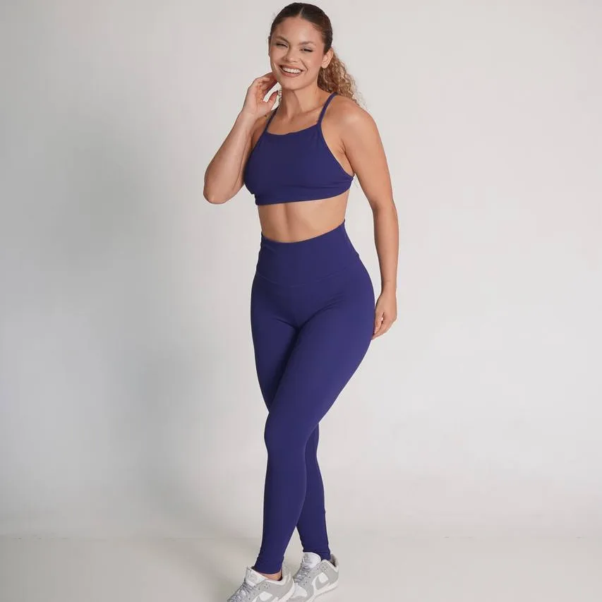LEGGING JACQUARD PIQUET E TOP CELESTE AZUL MARINHO — foto 3
