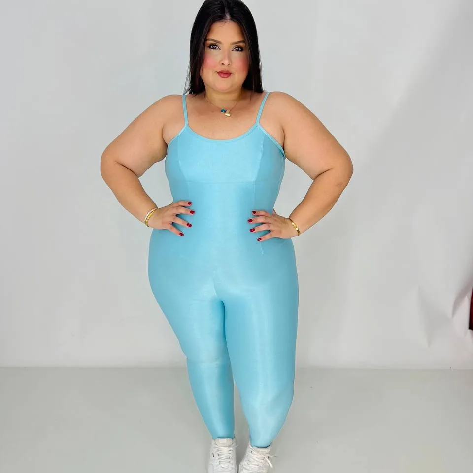 Macacão Compressão Luana Azul Paraíso- Plus Size — foto 2