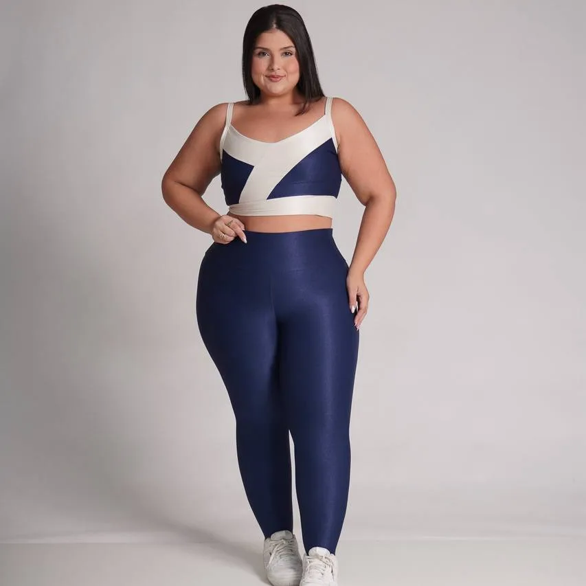 Legging  Compressão + Top Maitê Bicolor Azul Marinho - Plus Size — foto 3