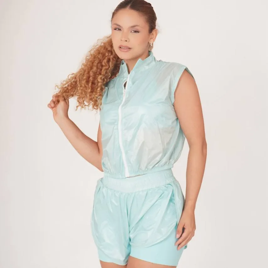 SHORT DUPLO E COLETE E TOP JORDANA VERDE AGUA — foto 2