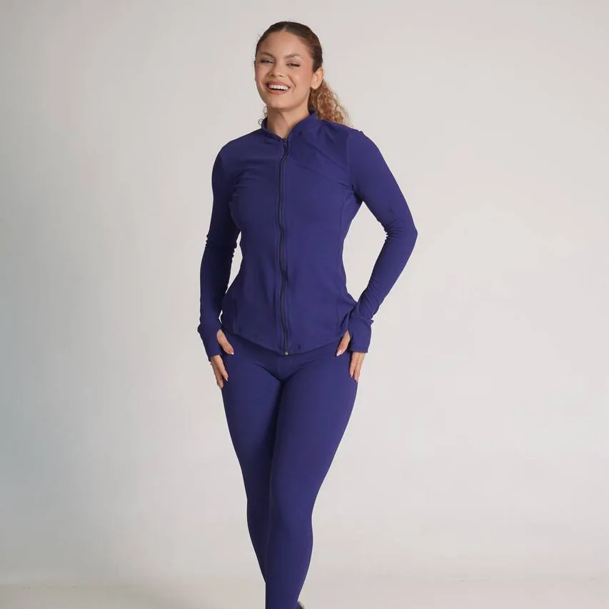CASACO JACQUARD PIQUET MARCELA AZUL MARINHO — foto 5