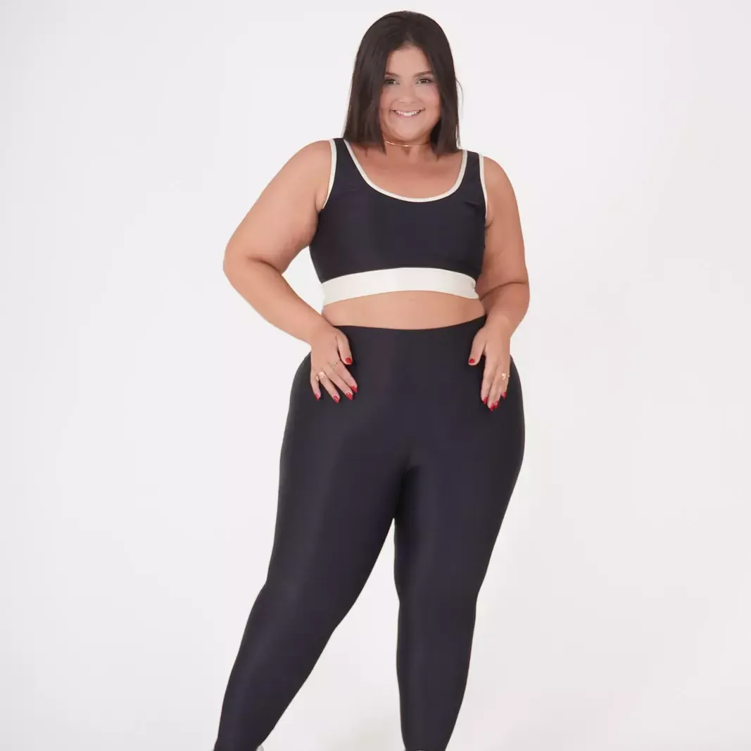 Legging Compressão + Top Mariana Bicolor Preto - Plus Size — foto 3