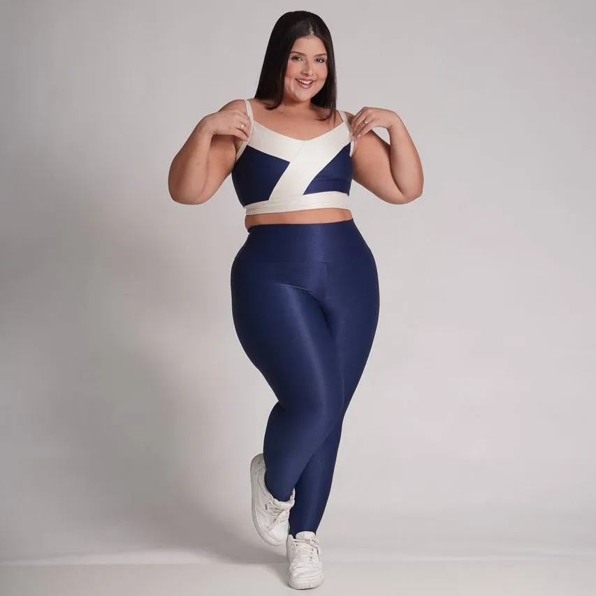 Legging  Compressão + Top Maitê Bicolor Azul Marinho - Plus Size — foto 2