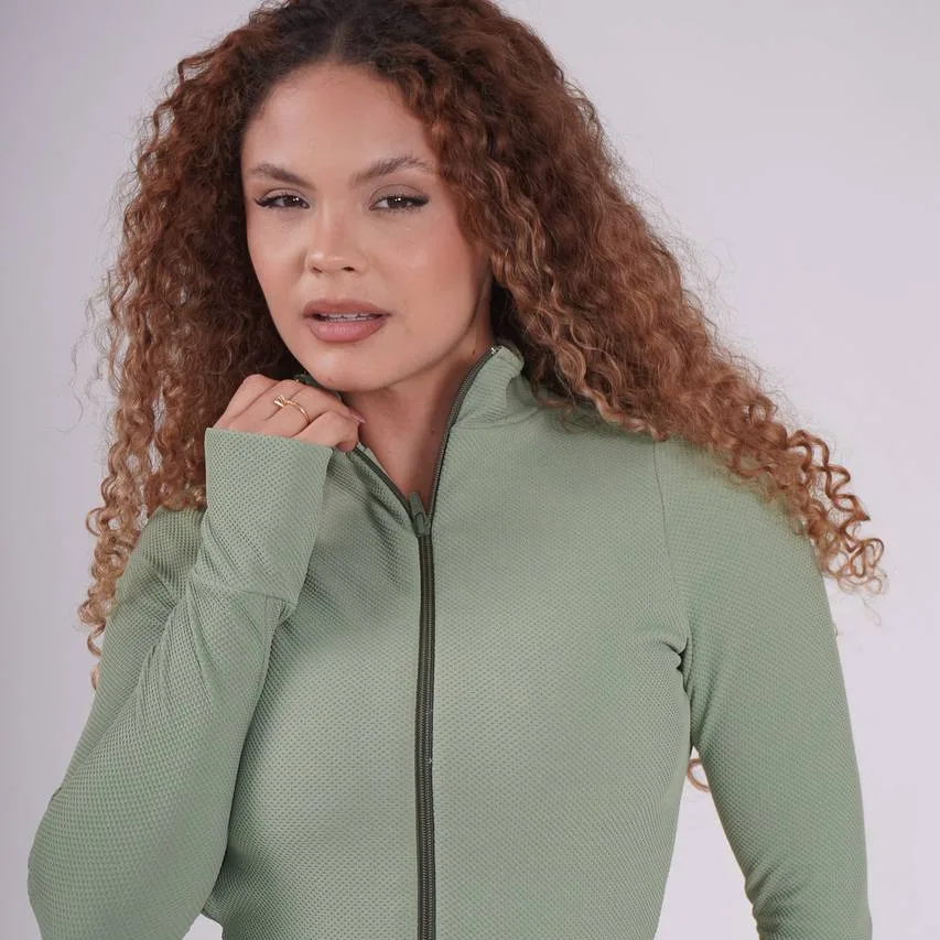 MACACÃO JACQUARD PIQUET ESTER VERDE OLIVA — foto 5