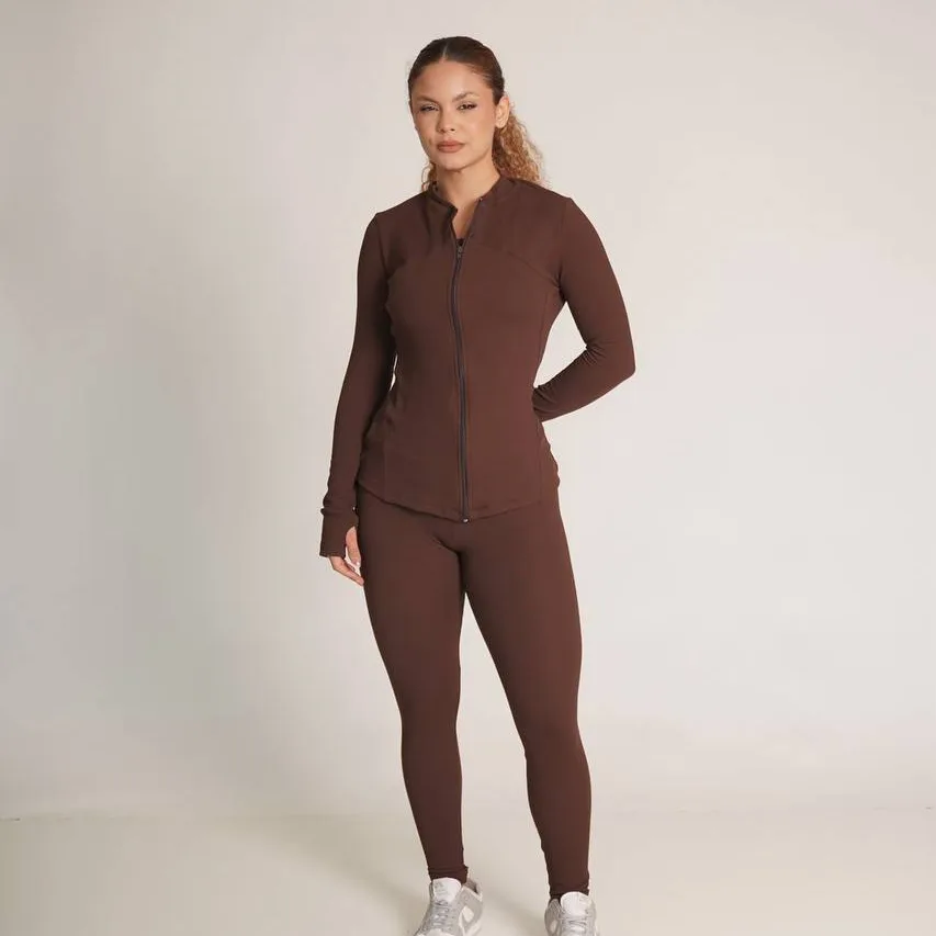 CASACO JACQUARD PIQUET MARCELA CHOCOLATE — foto 2