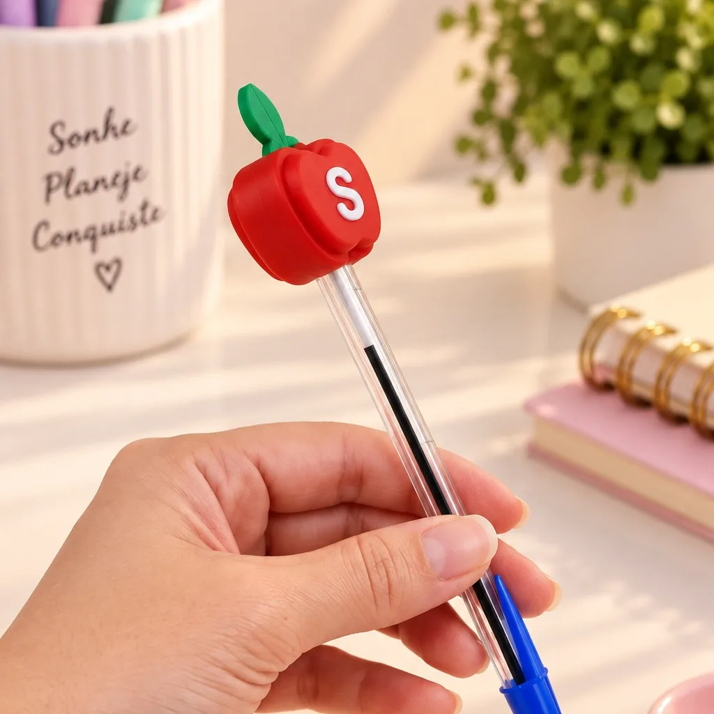 Ponteira Maçã com inicial + Caneta BIC — foto 2