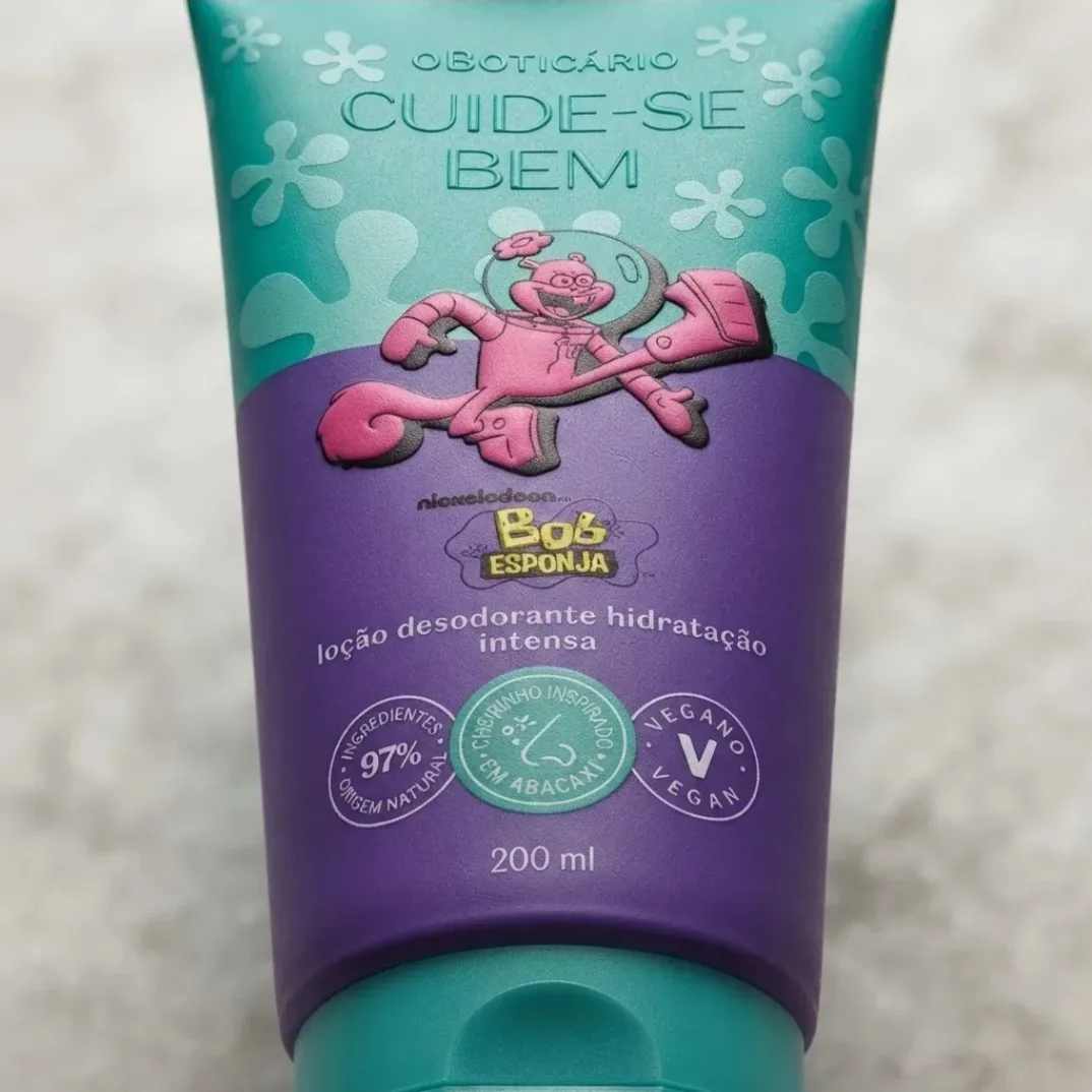 Loção Desodorante Hidratante Cuide-Se Bem Bob Esponja Sandy Bochechas 200ml — foto 3