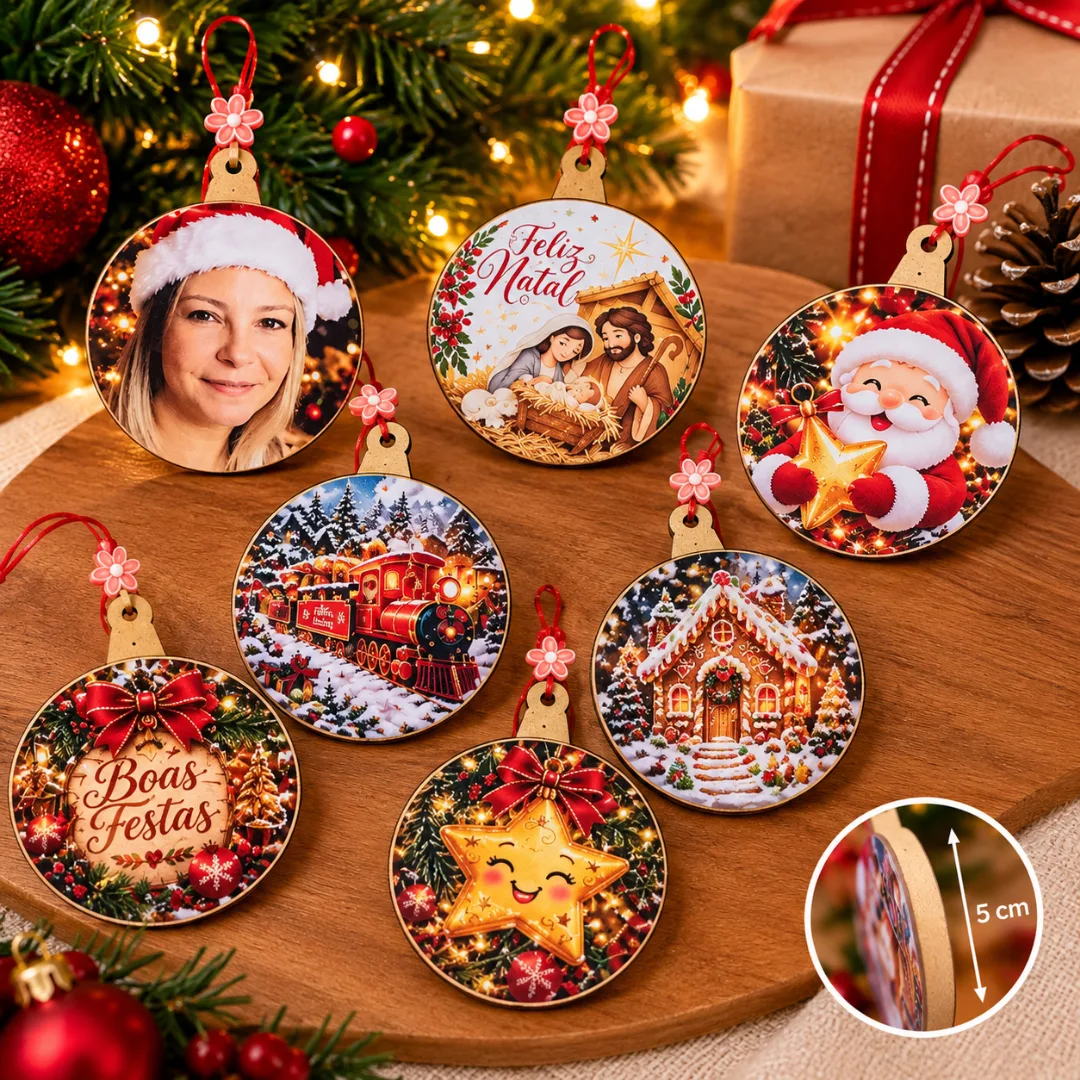 Bolinha de Natal Personalizada - MDF 5x5cm — foto 2