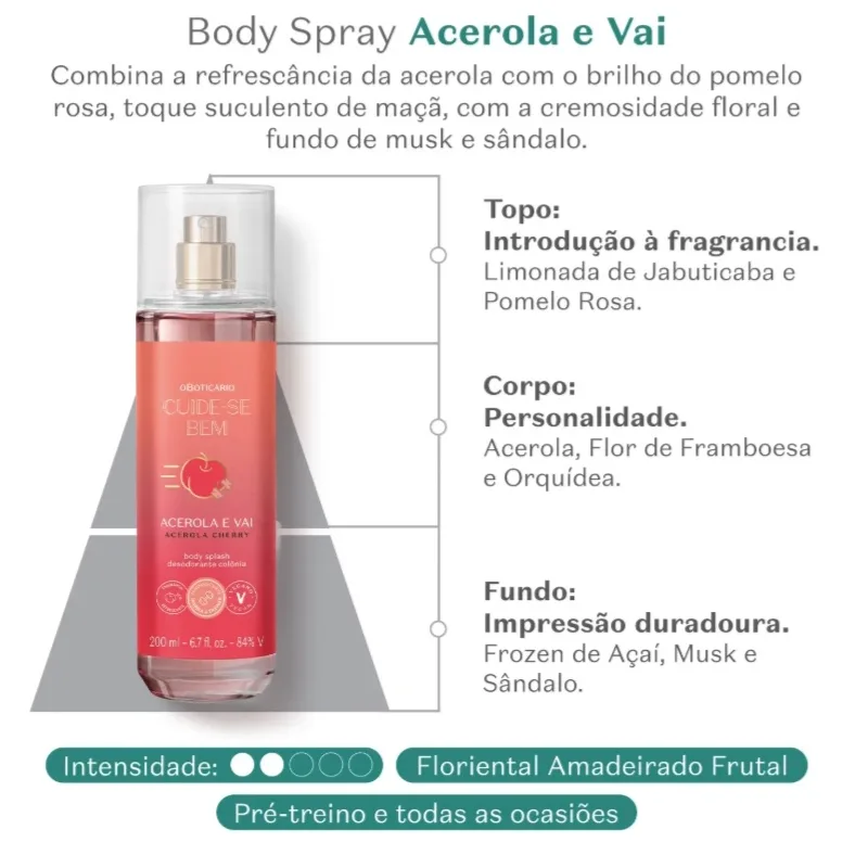 Body Splash Cuide-se Bem Acerola e Vai 200ml - O Boticário — foto 3