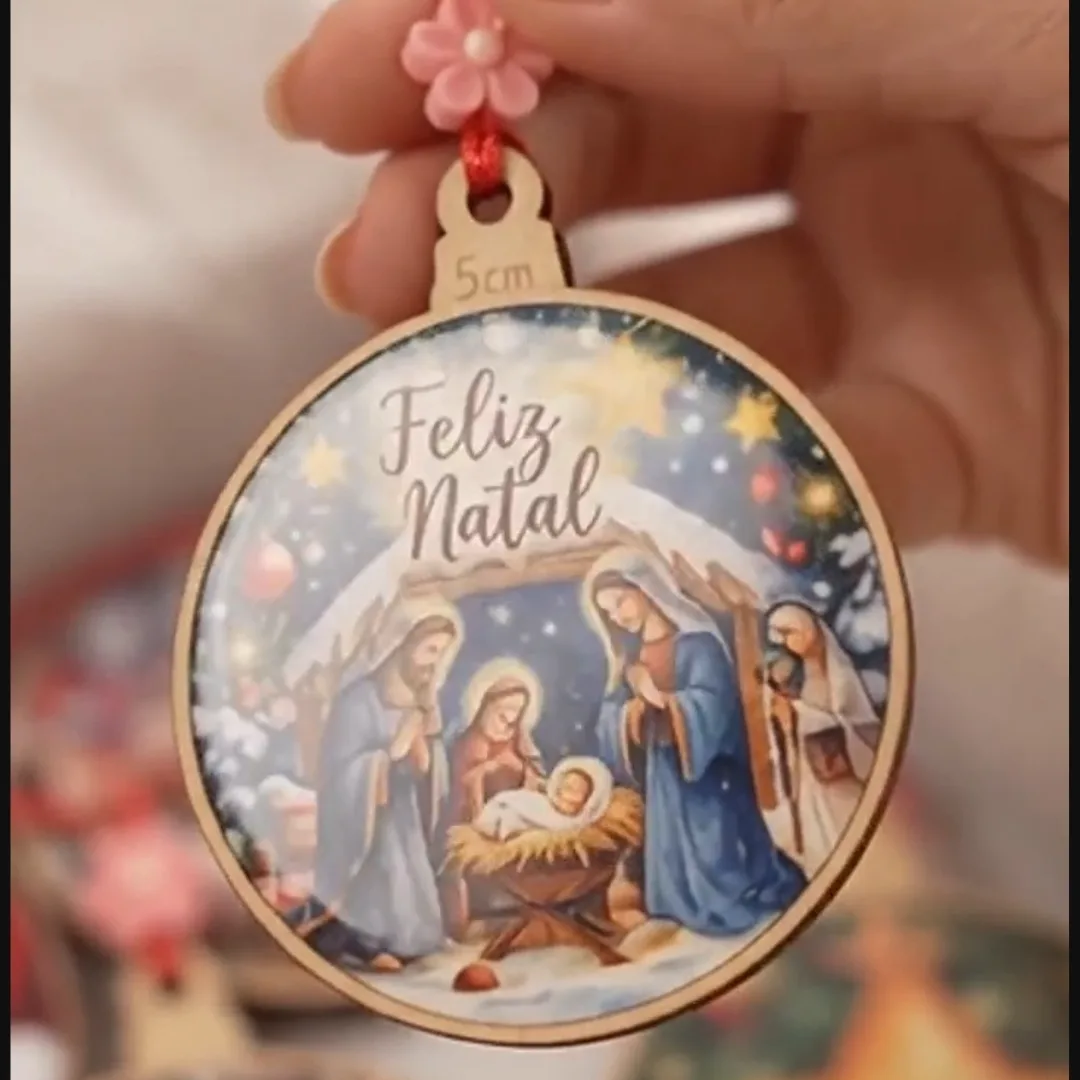 Bolinha de Natal Personalizada - MDF 5x5cm — foto 3