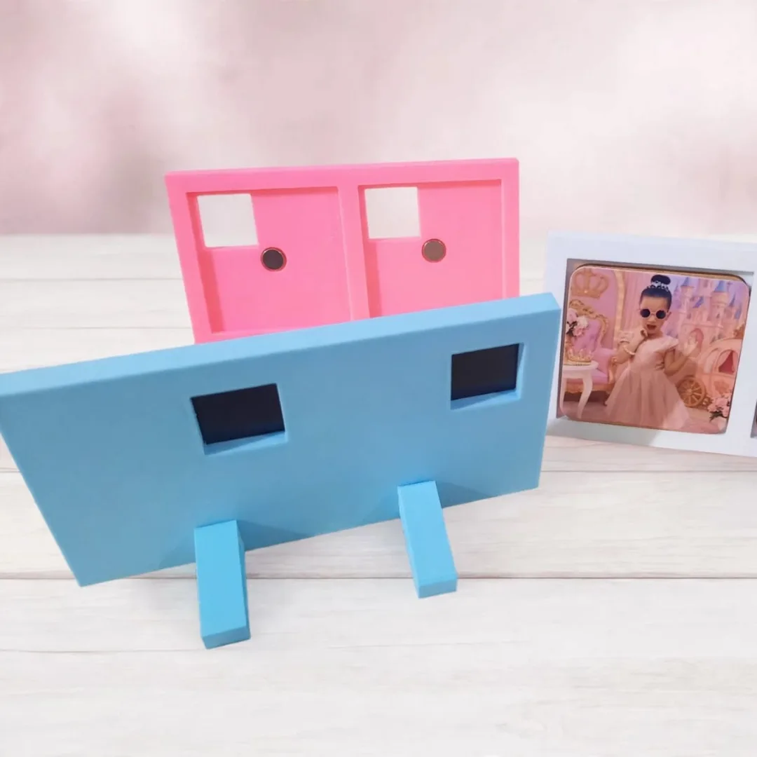 Porta Retrato Duplo com Fotos Ímã MDF 5x5cm Personalizado — foto 4