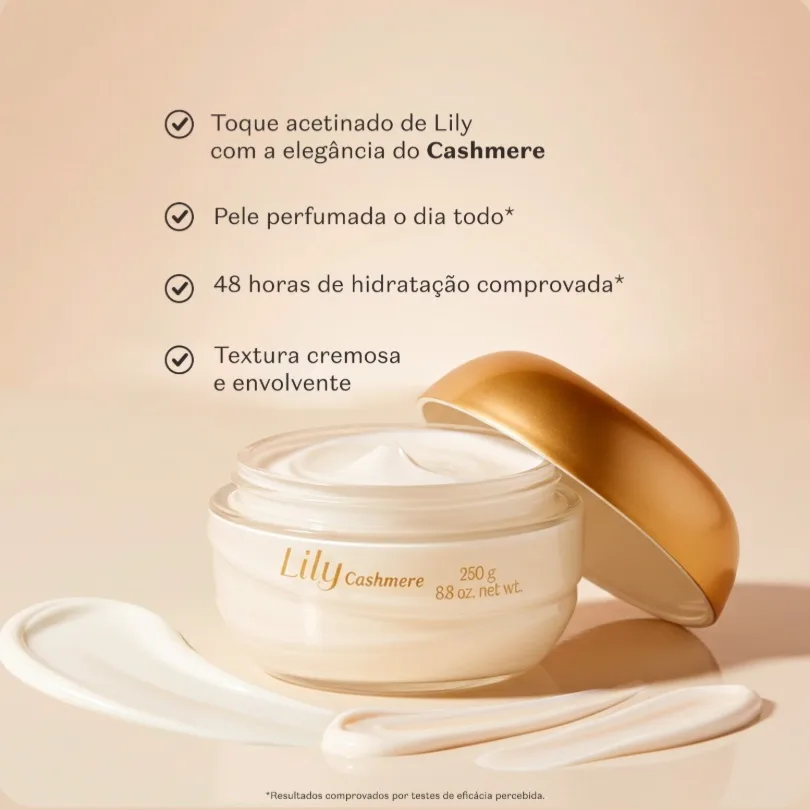 Lily Cashmere Creme Acetinado Hidratante Corporal O Boticário 250g — foto 2