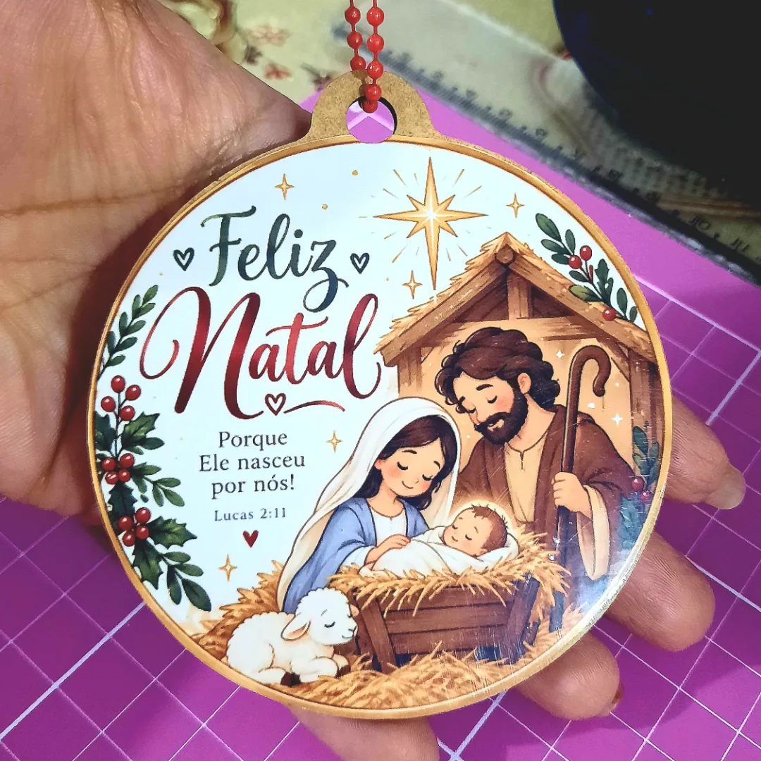 🎄 Bolinha de Natal Personalizada em MDF 8x8cm — foto 5
