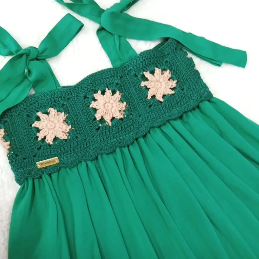 Vestido Jasmim, tricoline com crohe — foto 2