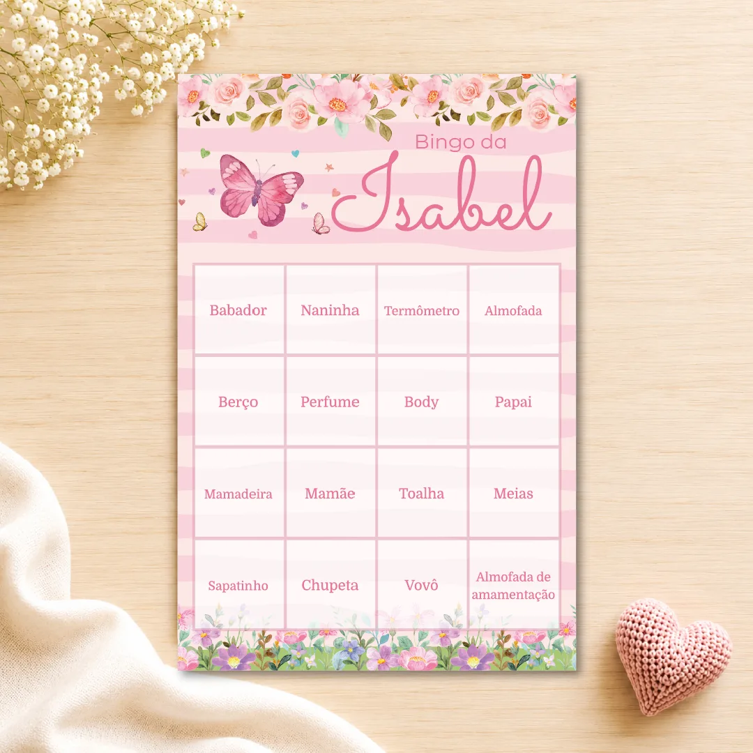 BINGO PERSONALIZADO - CHÁ DE BEBÊ - TEMA MENINAS — foto 2