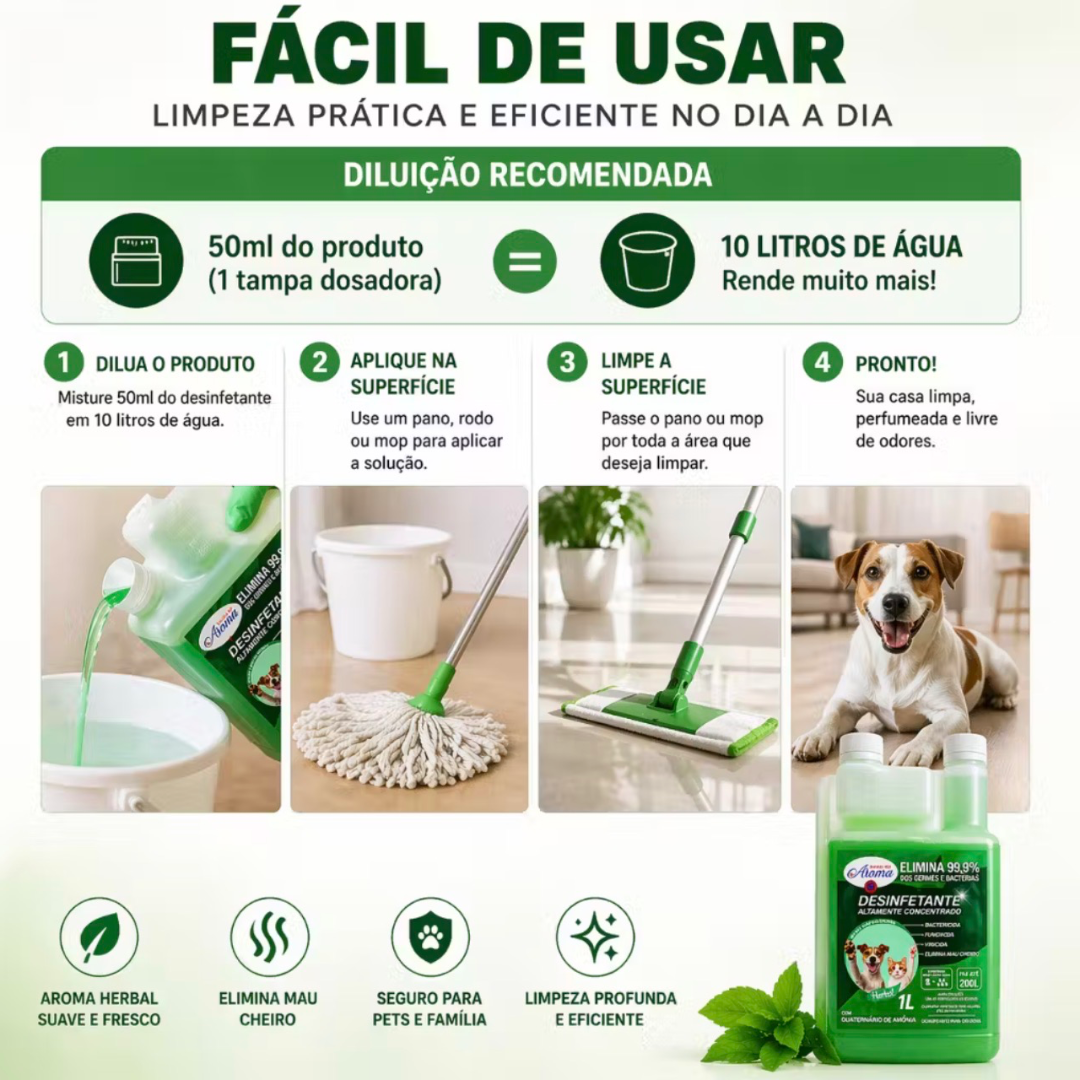 Desinfetante Herbal Pet Concentrado 1 L, Bactericida Ambiente livre de odor — foto 3