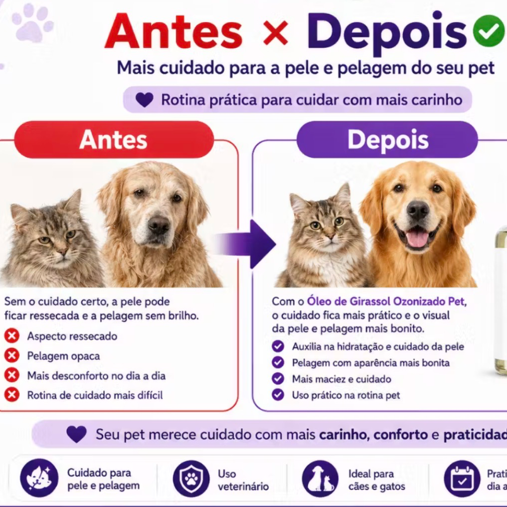 Óleo de Girassol Ozonizado para Cães e Gatos 30ml – Cuidado com Pele e Pelagem — foto 3