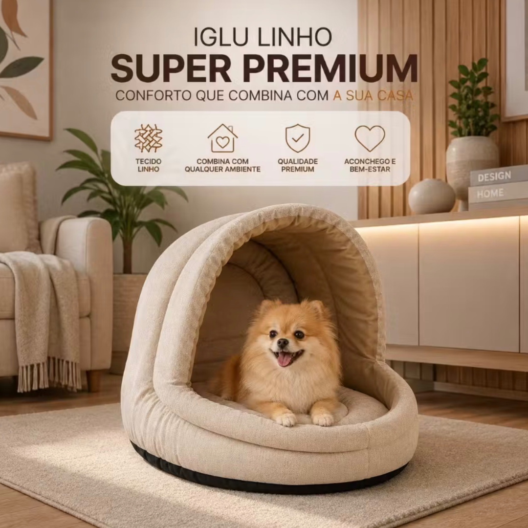 ￼Caminha Iglu Linho Premium Pet Casinha Toca Cachorro Gato Impermeável P Lavável — foto 3